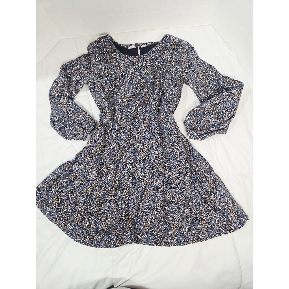 Gap Dress Girls 6 7 Corduroy Babydoll Puff Floral Ditsy Long Sleeve Lined Boho